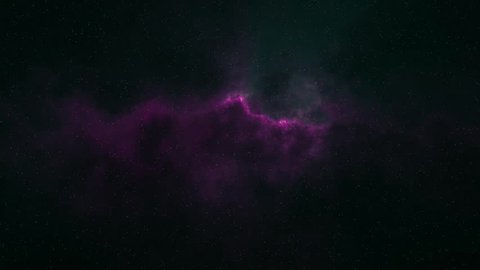 Fly in star space beautiful purple pink moving misty nebula animation background - new natural cosmos dynamic video footage