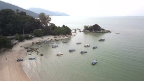 Aerial View of Beach at Batu Ferringhi, Penang Island, Malaysia