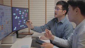 Asia people expert man tech talent team working on project predict sales insight SEO graph chart AI plan visual big data science report center BI smart tools screen. Office worker asian analyst job. - Powered by Shutterstock - Get 15% off with code: PIKWIZARD15