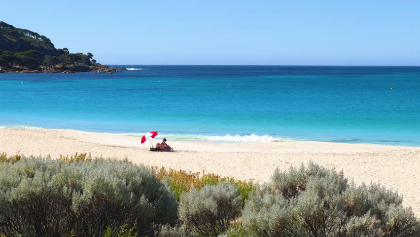 Walking POV of Rugged and untouched beaches between Dunsborough and Naturaliste, This is Bunker bay beach. Tourism and Nature of South Western Australia. 3 hours drive from Perth.