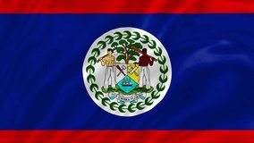 Belize flag, 4K video, Closeup, Silky, smooth, The national flag, beautiful clothing, waving in the wind.  Official colors and Proportion Correctly flag seamless loop animation. 