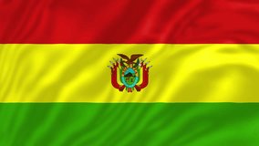 Bolivia flag, 4K video, Closeup, Silky, smooth, The national flag, beautiful clothing, waving in the wind. Official colors and Proportion, flag seamless loop animation. 