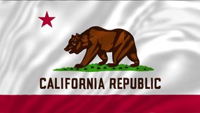 California flag, 4K video, Closeup, Silky, smooth, The national flag, beautiful clothing, waving in the wind. Official colors and Proportion, flag seamless loop animation. 
