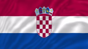 Croatia flag, 4K video, Closeup, Silky, smooth, The national flag, beautiful clothing, waving in the wind. Official colors and Proportion, flag seamless loop animation. 