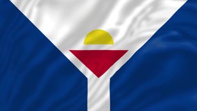 Saint Martin flag, 4K video, Closeup, Silky, smooth, The national flag, beautiful clothing, waving in the wind. Official colors and Proportion, flag seamless loop animation. 