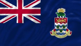Cayman Islands flag, 4K video, Closeup, Silky, smooth, The national flag, beautiful clothing, waving in the wind. Official colors and Proportion, flag seamless loop animation. 