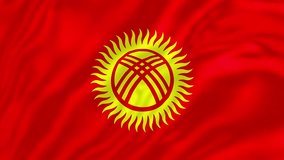 Kyrgyzstan flag, 4K video, Closeup, Silky, smooth, The national flag, beautiful clothing, waving in the wind.  Official colors and Proportion Correctly flag seamless loop animation. 