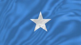 Somalia flag, 4K video, Closeup, Silky, smooth, The national flag, beautiful clothing, waving in the wind.  Official colors and Proportion Correctly flag seamless loop animation. 