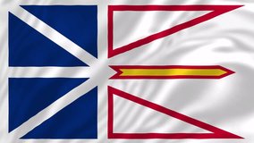 Newfoundland flag, 4K video, Closeup, Silky, smooth, The national flag, beautiful clothing, waving in the wind.  Official colors and Proportion Correctly flag seamless loop animation. 