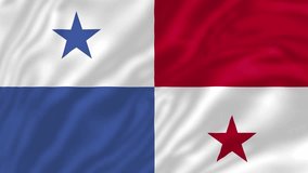 Panama flag, 4K video, Closeup, Silky, smooth, The national flag, beautiful clothing, waving in the wind.  Official colors and Proportion Correctly flag seamless loop animation. 