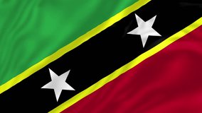 Saint Kitts and Nevis flag, 4K video, Closeup, Silky, smooth, The national flag, beautiful clothing, waving in the wind.  Official colors and Proportion Correctly flag seamless loop animation. 
