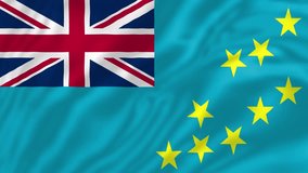 Tuvalu flag, 4K video, Closeup, Silky, smooth, The national flag, beautiful clothing, waving in the wind.  Official colors and Proportion Correctly flag seamless loop animation. 