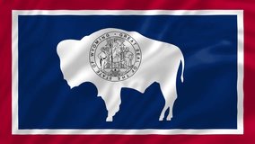 Wyoming flag, 4K video, Closeup, Silky, smooth, The national flag, beautiful clothing, waving in the wind.  Official colors and Proportion Correctly flag seamless loop animation. 