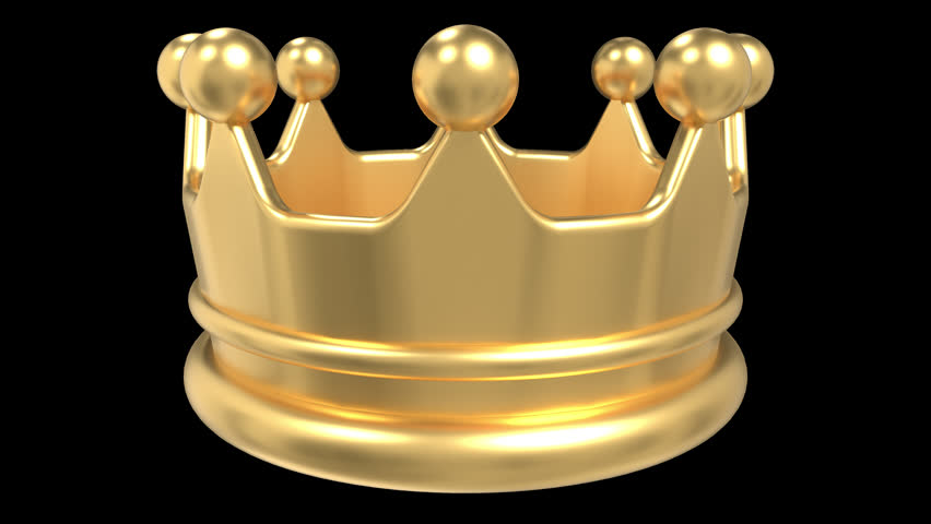Gold crown animation. Shiny gold crown. Royal majesty symbol. Seamless and looped animation. Transparent background with alpha channel