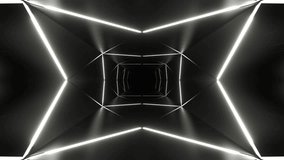 White Neon Light Tunnel Background VJ Loop in 4K