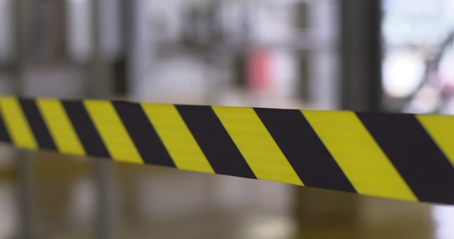 Safety exclusion hazard tape crime scene barrier yellow and black stripes no entry Royalty-Free Stock Footage #3410169001
