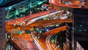 Time-lapse of Tokyo highways at night