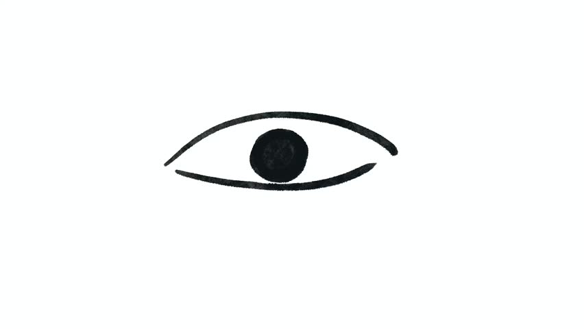 Tears falling from eye, crying eye on white background, 2D animation