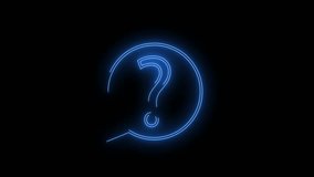 Video footage of glowing Question icon. Looped Neon Lines abstract on black background. Futuristic laser background. Seamless loop. 4k video