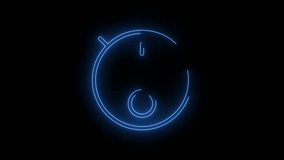 Video footage of glowing Robot vacuum cleaner icon. Looped Neon Lines abstract on black background. Futuristic laser background. Seamless loop. 4k video