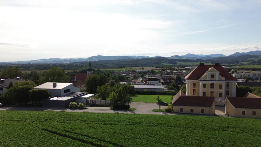 aerial of Sierning town centre in Upper Austria