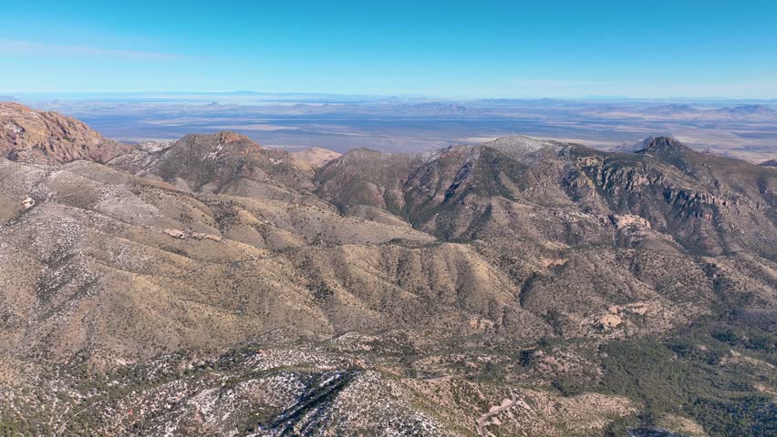 Stone columns aka hoodoos aerial view from Sugarloaf Mountain in Chiricahua National Monument in Cochise County in Arizona AZ, USA. 