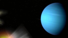 close-up drawing and movement of the planets uranus 4k video