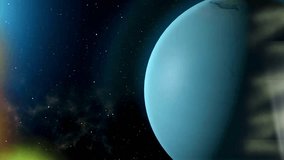 close-up drawing and movement of the planets uranus 4k video