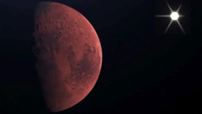 close-up drawing and movement of the planets mars 4k video