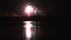 Night life on Lake Macquarie in Australia – new  year fireworks refecting as 4k.
 - Powered by Shutterstock - Get 15% off with code: PIKWIZARD15