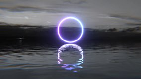 a glowing circle above a monochrome sea for the background profile of a video