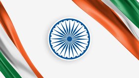 Republic Day of India and Independence Day of India Background Video. Indian Flag Flowing with Ashoka Chakra - 4k Motion Graphics Video
