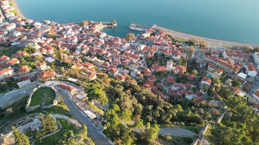 Aerial view of Nafpaktos town, Greece