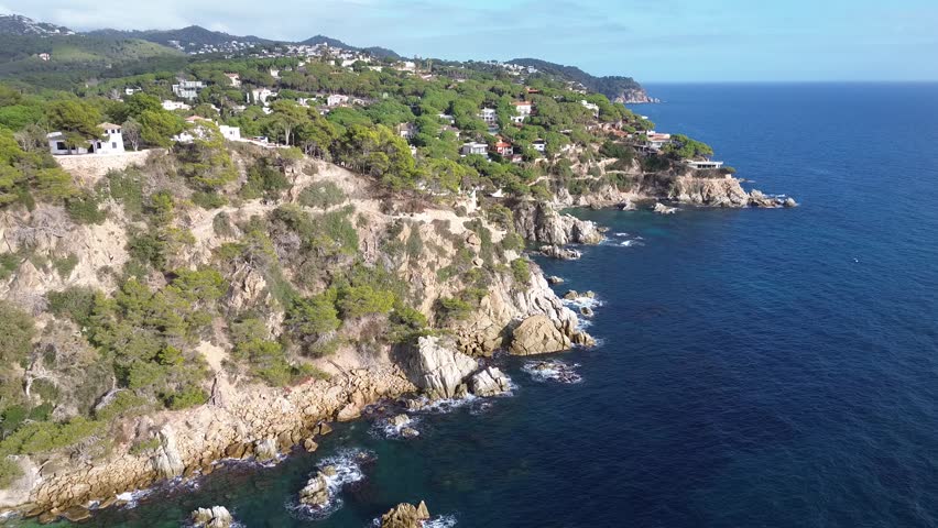 Lloret del Mar spain sunny day winter air blue water and casstles