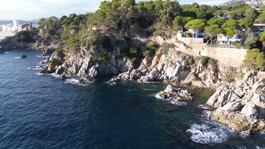 Lloret del Mar spain sunny day winter air blue water and casstles
