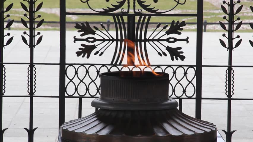 Warsaw, Poland. An eternal flame at The Tomb of the Unknown Soldier