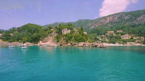 Amazing azure bay in Paleokastritsa in Corfu island, Greece.