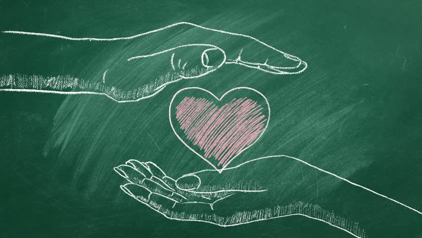 Male and female hands with heart shape. Concept of Love, Life, Care, Compassion, Mercy, Philanthropy, Health. I Love You. Happy Valentine's day. World heart day. Chalk drawn illustration. Royalty-Free Stock Footage #3411047139