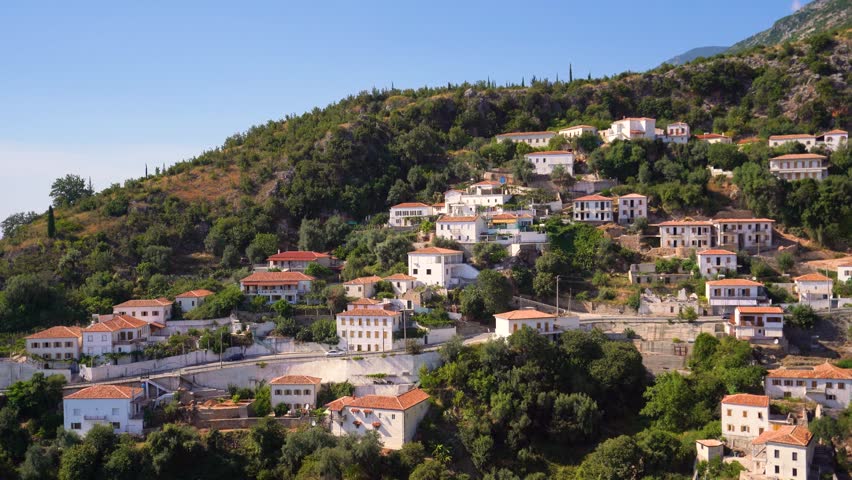 Dhermi, Vlore, Albania. The amazing coastal village of Dhermi, build on the slopes of the hills