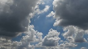 Blue sky white clouds. Cumulus cloud cloudscape timelapse.