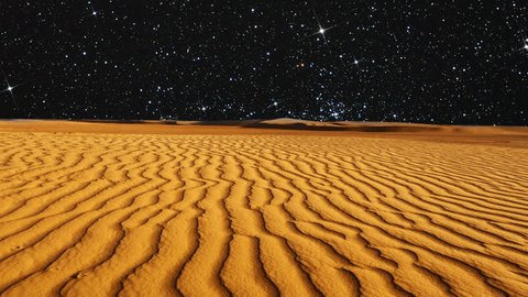 Time lapse and Dolly. Beautiful desert at the night. Star sky.