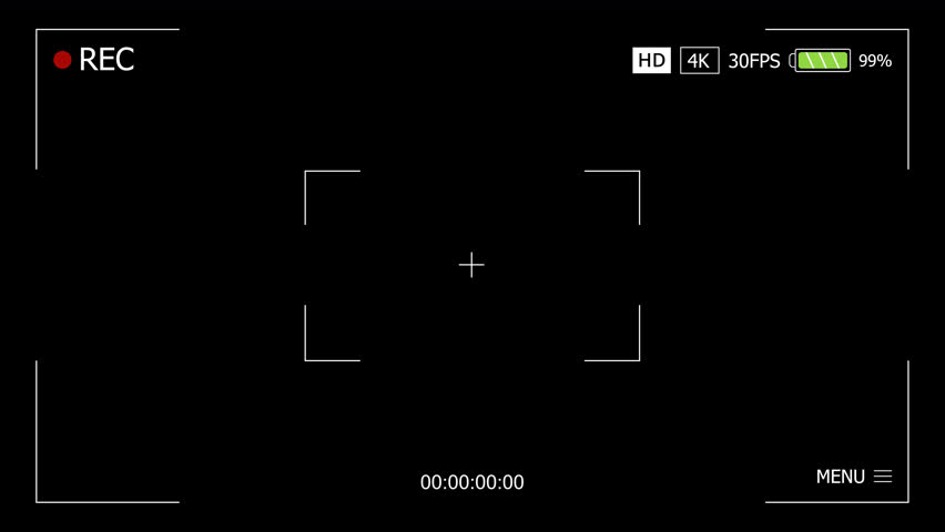 4K overlay resolution of camera viewfinder recording on alpha channel background.