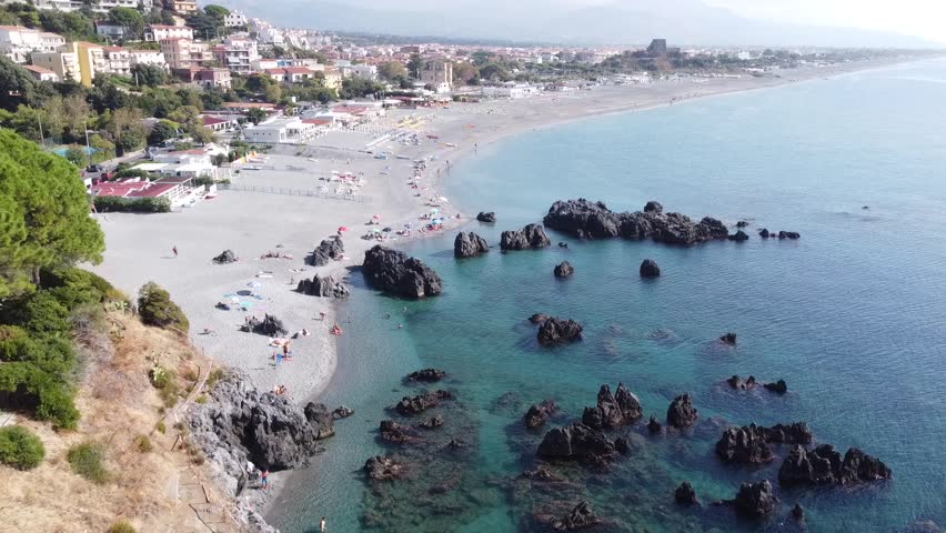 Aerial view of Scalea beach, Calabria, Italy