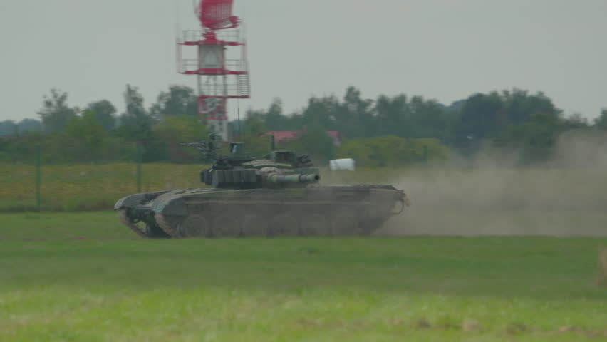 A Military Battle Tank Firing during an exercise