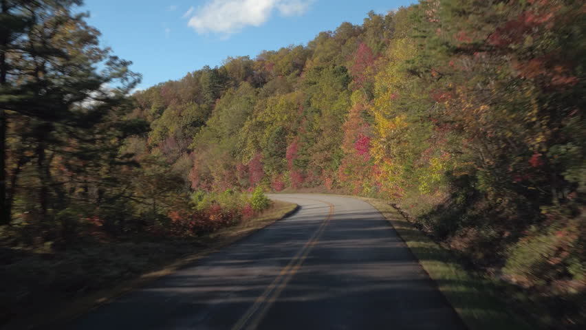 Driving along Blue Ridge Parkway near Asheville North Carolina