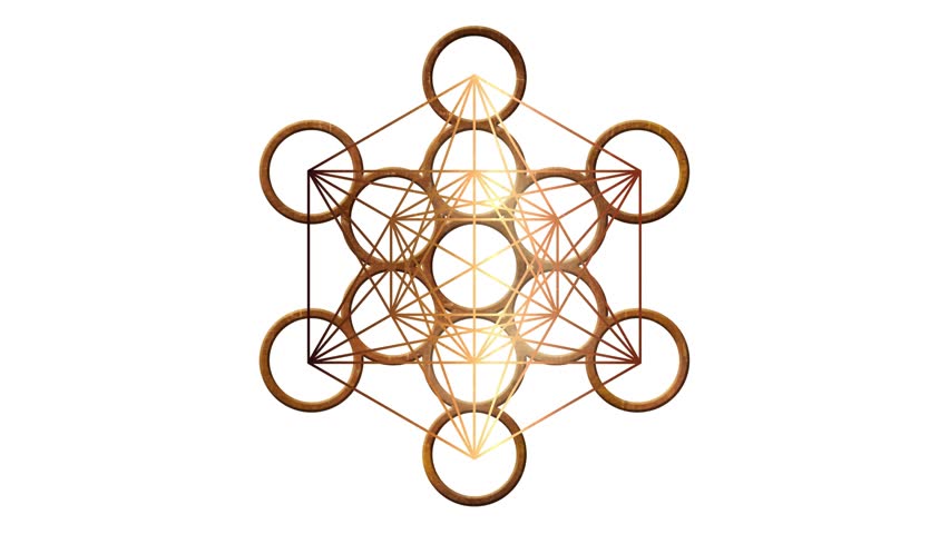 metatron cube geometry holy gold copper platonic rotating on white background. Animation, Motion Graphics Royalty-Free Stock Footage #3411467187
