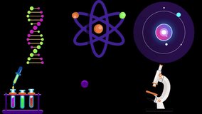 Video, animation of scientific materials on a black background. - Powered by Shutterstock - Get 15% off with code: PIKWIZARD15