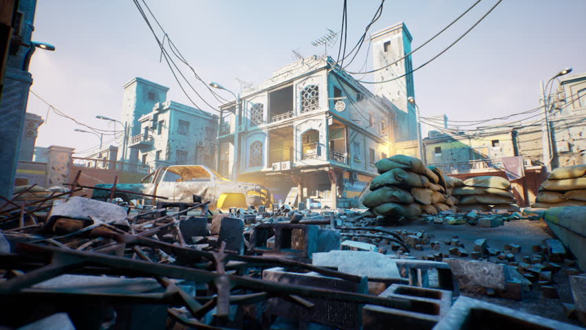 Ruined City After The War 
