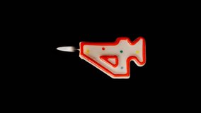 Number 4 birthday candle, four shape colored candle for cake burning on black background, alpha channel vertical video - Powered by Shutterstock - Get 15% off with code: PIKWIZARD15