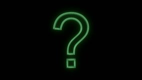 green wireframe question sign spin on display animation background seamless loop - new quality retro vintage numbers letters techno neon joyful video footage